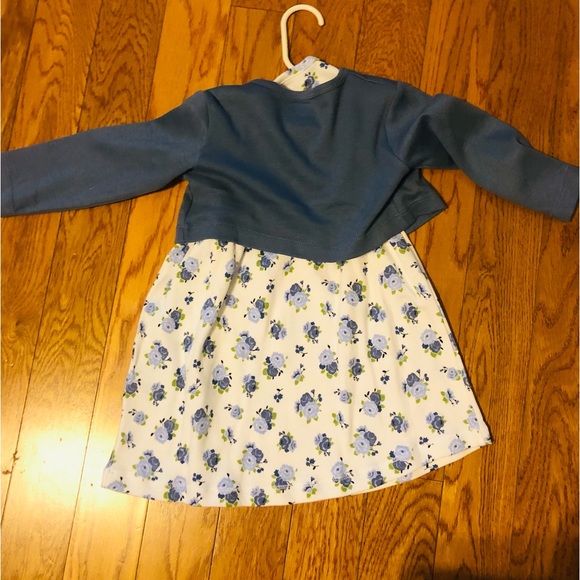 Blue floral dress with cardigan in size 18m - Picture 3 of 4